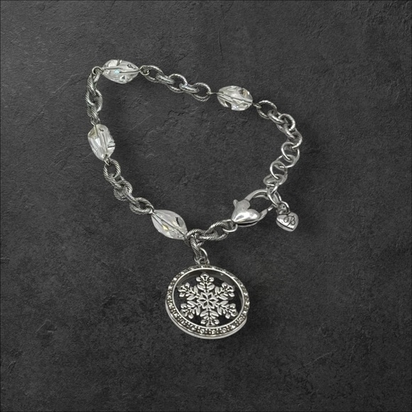 Brighton Silvertone Clear Crystal Beads And Snowflake Charm Chain Bracelet 0795 - Picture 8 of 8